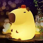 Lampeez Capybara Night Light, Cute Capybara Gift, Soft Silicone Lamp, Kids Nursery Nightlight, LED Touch Light, Kids Bedroom Decor, Yellow