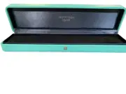 Tiffany & Co Jewelry Gift Box Bracelet /Pen /Watch Empty Case Leather Blue
