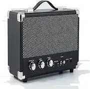 GPO Westwood Retro Bluetooth Speakers, 25 Watt Portable Speaker with Subwoofer, RCA Input, Retro Grille, Carry Handle, Black