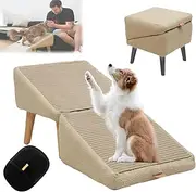Split Ottoman Dog Ramp – Two-in-One Folding Dog Stairs and Ottoman for Large & Small Dogs, 14.5" H Pet Ramp to Get on Bed, Couch, Lightweight Dogs Steps for Old Cats & Outdoor Use