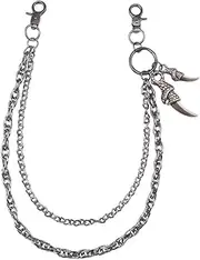 [DIKJAK] Layered Eagle Claw Pants Chain - Wallet Chains Punk Hip-Hop Jeans Chain, Gothic Belt Waist Emo Accessory for Men & Women, Silver