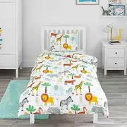 - Safari Adventure - Jungle Animals - Kids Bedding Set - Junior/Toddler/Cot Bed Duvet Cover and Pillowcase