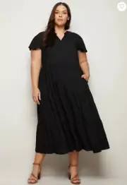 PLUS SIZE WOMENS Midi Dress Solid Black sz 20 AUTOGRAPH