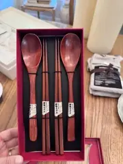 BRAND NEW Wooden Spoon And Chopstick Set TWO Sets Of Spoons And Chopsticks