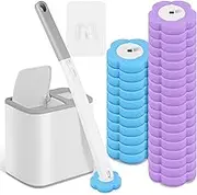 Disposable Toilet Brush,Toilet Bowl Cleaner Kit with 30PCS Replacement Heads,Auto Lid Opening Toilet Bowl Cleaner Kit with Lengthened Handle,360 Degree Toilet Brush Pad Kit for Bathroom Cleaning (B)