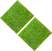 Mipcase 2pcs Micro Landscape Lawn Micro Landscape Grass Turf Synthetic Garden Artificial Turf Moss Miniature Grass Ornament Fake Grass Crafts Faux Lawn Turf Fake Grass Squares Green