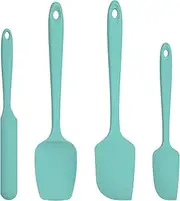 315℃ Heat Resistant Silicone Spatula: U-Taste High Heat Proof Flexible BPA-Free Non-Stick Bowl Scraper, Seamless Rubber Kitchen Utensils for Baking Cooking Mixing Cookware Set of 4 (Teal/Aqua Sky)