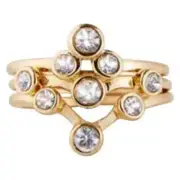 Ann Taylor Women's Gold Crystal Stackable Ring Set NWT 39.5 Sz 8
