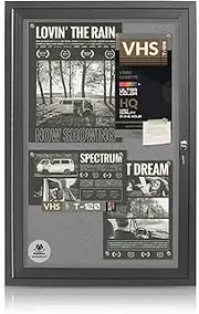 Lockable Outdoor Enclosed Bulletin Board,Weatherproof Cork Noticeboard with Locking Door, Wall-Mounted Aluminum Frame Display Case for Office, Home, School (Black Frame | Greyfelt Surface, 36x24 inch)