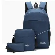 3Pcs/Set Unisex Back To School Backpack Book Laptop Bag Travel Pencil Case BLUE COLOR