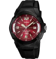 Casio MW600F-4AV, 10 Year Battery Watch, Red Dial, 100 Meter WR, Date, NEW