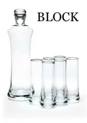 MIKASA - BLOCK Crystal Ice Vodka Set Decanter with 6 Glasses NEW