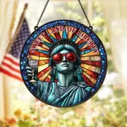 Statue of Liberty Suncatcher, Sweet Land of Liberty, Red White Blue Window Art