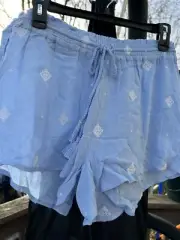 PJ Salvage Womens Size L Blue Lounge Shorts With Snow Flakes
