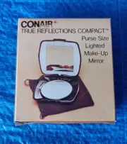 Vintage CONAIR - TRUE REFLECTIONS Purse Compact w/ Lighted Make-Up Mirror - NEW!