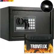 Safe Box for Home (0.4 Cubic Feet) with Fireproof Bag and Light, Keypad and Key