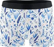[FRODOTGV] Cute Flowers Blue Men's Boxer Briefs Shorts Workout Underwear for Men Compression Interiores Para Hombres