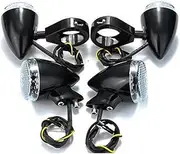 Motorcycle Indicators Turning For H&arley Motorcycle Amber Turn Signals Indicator Front Rear 39mm/41mm Running Light(Black Clear Shell,39mm)