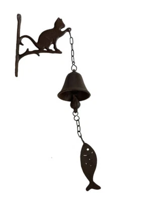 Mr Gecko Cast Iron Cat Wind Chime With Bell Handcrafted Good Sound
