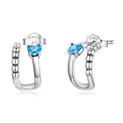 Sterling Silver Blue Heart Stud Hypoallergenic Earrings