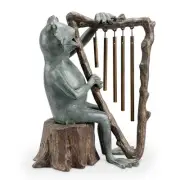 SPI Aluminum Frog and Harp Tube Windchime Statue