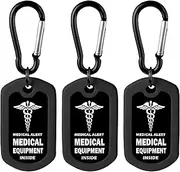 mnmoom mnmoom Medical Equipment Luggage Tag -Aluminum Travel Essentials Medical Luggage Tag (3 Pack Black)