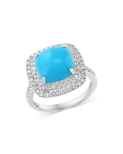 Bloomingdale's Fine Collection Turquoise & Diamond Halo Ring in 14K White Gold