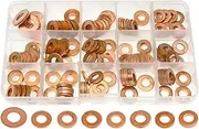 200pcs Copper Compatible for Diesel Injector Ports Washers Fuel Set Seal Rings Assortment Set