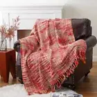 Throw Blanket with Fringe Spring Outdoor Throw Blankets Bed Throws Red