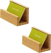 Enyuwlcm Bamboo Wood Desktop Business Card Holder for Desk Sturdy Business Card Display Stand for Office Suitable for Men Women