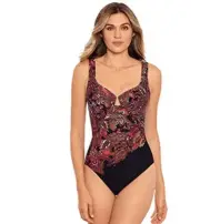 Miraclesuit Kashmir Enchant Tummy Control Underwire One Piece Swimsuit size 16