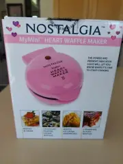 Nostalgia My Mini Heart Waffle Maker, Pink