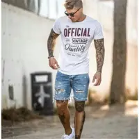 在飛比找ETMall東森購物網優惠-Ripped shorts men Denim Jeans 