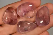 4 AMETHYST TUMBLED STONES 31g Healing Crystals, Stress, Protection, Sobriety
