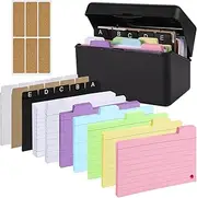 Index Card Holder Set, 3x5" Index Card Organizer Box with Dividers, Business, Recipe, or Note Card Storage Boxes for Home Office Flashcard