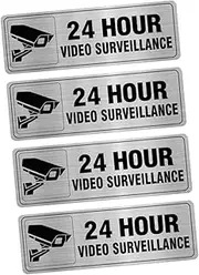 kokiya 4x 24 Hour Video Sign Door Wall to Recognize Camera Signs Monitored Signs for Indoor Home Office