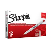 "SHARPIE 37002 Permanent Markers, Ultra Fine Point, Red, 12 Count"