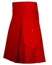 Scottish Modern Red Cotton Utility Kilt Traditional Fashion Utility Kilt For Men