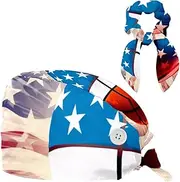 [YTYVAGT] Scrub Caps Women,Scrub Hats Suitable for Women,Basketball USA Flag Pattern