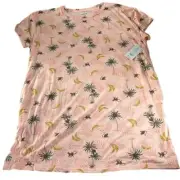 Joyspun Monkey Print Pajamas Womens Size 2X/3X Nightgown Soft Pjs With Pockets