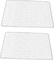 Mipcase 2Pc Portable Barbecue Mesh Rack Durable BBQ Grill Accessory for Outdoor Cooking for Grilling Fish Meat and Vegetables Silver