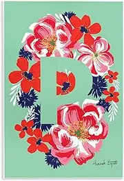 Stupell Industries Floral Bloom Letter P Wall Plaque Art Design by Hannah Louise Byatt