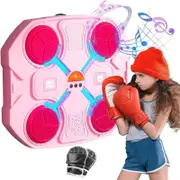 Catzon Childrens Smart Music Boxing Machine with Gloves for Home Gym-Pink