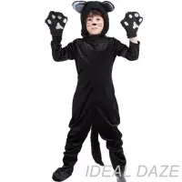 在飛比找蝦皮購物優惠-CX免運萬聖節 兒童黑貓 連體衣 化妝舞會 動物黑貓表演服 