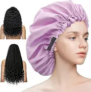 Aquior Shower Cap,Extra Adjustable Shower Caps for Women Double-Layer Waterproof Reusable Hair Cap, Large Size Hair Cap for All Hair,for Girls Spa Bath,Soft and Comfortable (Purple)