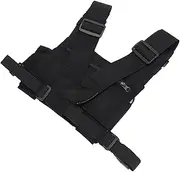 Nylon Radio Front Pack Pouch for Men and Women, Walkie Talkie Double Chest Harness, Two Way Radio Chest Pouch for Most Scenarios Need (Black)
