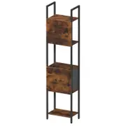 Advwin 5-Tier Bookshelf Display Storage Shelf w/ Drawer Ladder Bookcase Stand Rack Walnut