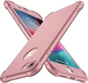 ORETECH Designed for iPhone 8 Case, iPhone 7 Case, with[2 x Tempered Glass Screen Protector] 360° Full Body Shockproof Protection Cover Hard PC Soft Rubber Silicone for iPhone 7/8-4.7''- Pink