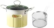 Generic Deep Fryer Set French Fries Pot Cooking Pot Cookware with Strainer Basket Glass Lid for Boiling Cooking Picnic Restaurant