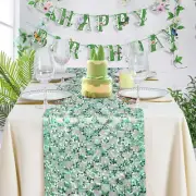 Green Sequin St. Patrick'S Day Table Runner, 2 Pack Mint Green Glitter Party Dec
